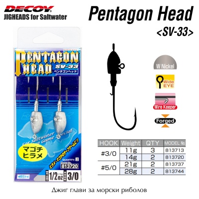 Decoy Pentagon Head SV-33 | Jig Heads for Saltwater Fishing
