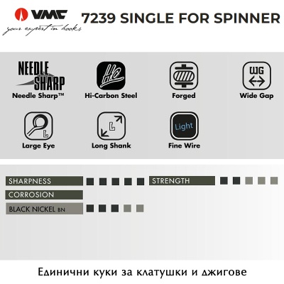 VMC 7239 BN Single Spinner | Единични куки за клатушки и джигове