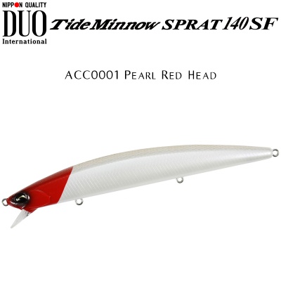DUO Tide Minnow Sprat 140SF | ACC0001 Pearl Red Head