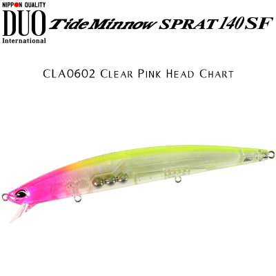 DUO Tide Minnow Sprat 140SF | CLA0602 Clear Pink Head Chart