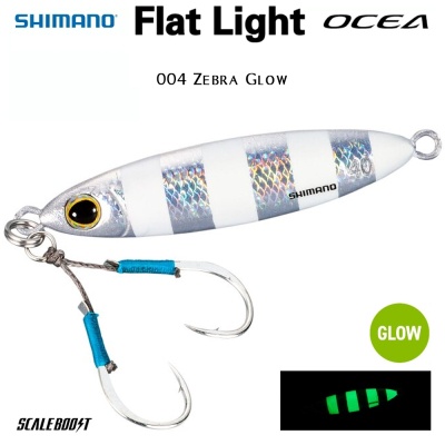 Shimano OCEA Flat Light Metal Jig | 004 Zebra Glow