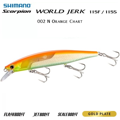 Shimano Scorpion World Jerk 115S FLASHBOOST | ZR-311V | 002 N Orange Chart