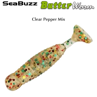 SeaBuzz Butter Worm 4.5cm | Clear Pepper Mix