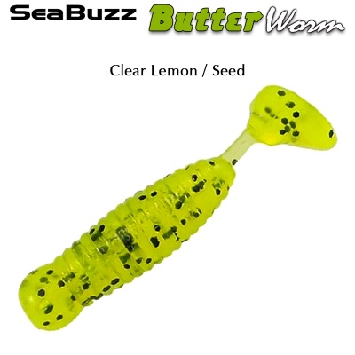 SeaBuzz Butter Worm 4.5cm | Clear Lemon / Seed