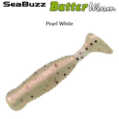 SeaBuzz Butter Worm 4.5cm | Pearl White