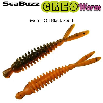 SeaBuzz Creo Worm 6.2cm | Motor Oil Black Seed