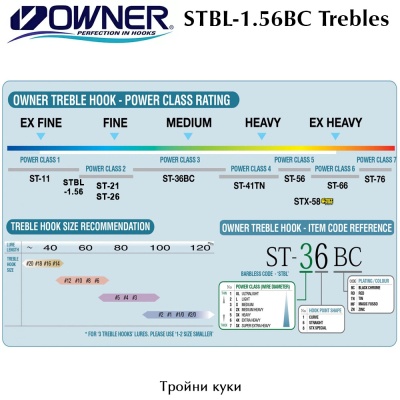 Owner STBL-1.56 BC | Treble hooks