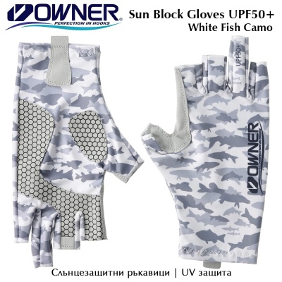 Owner Sun Block Multi Gloves UPF50+ | White Fish Camo